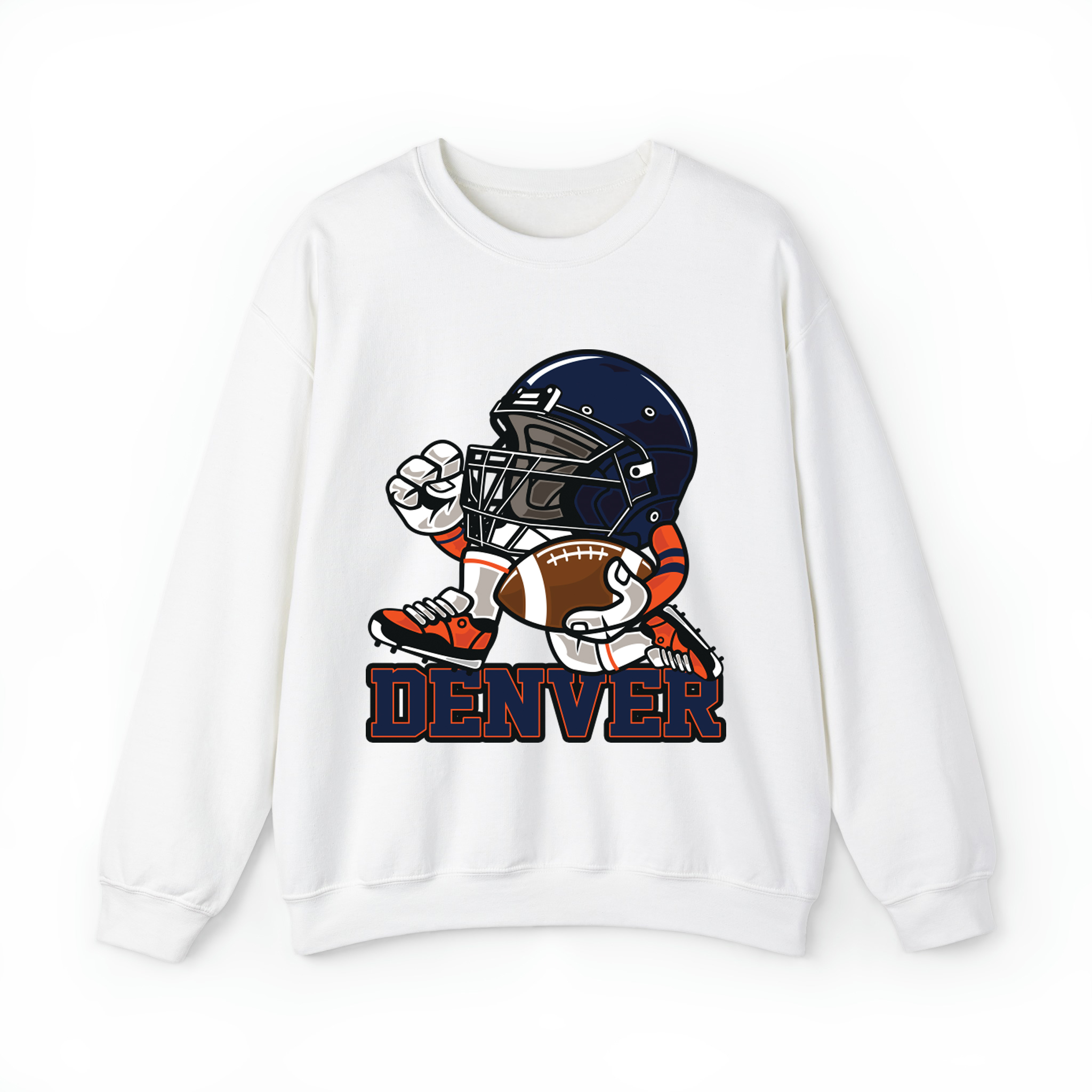 Denver Football Helmet Mascot Unisex Sweatshirt- White