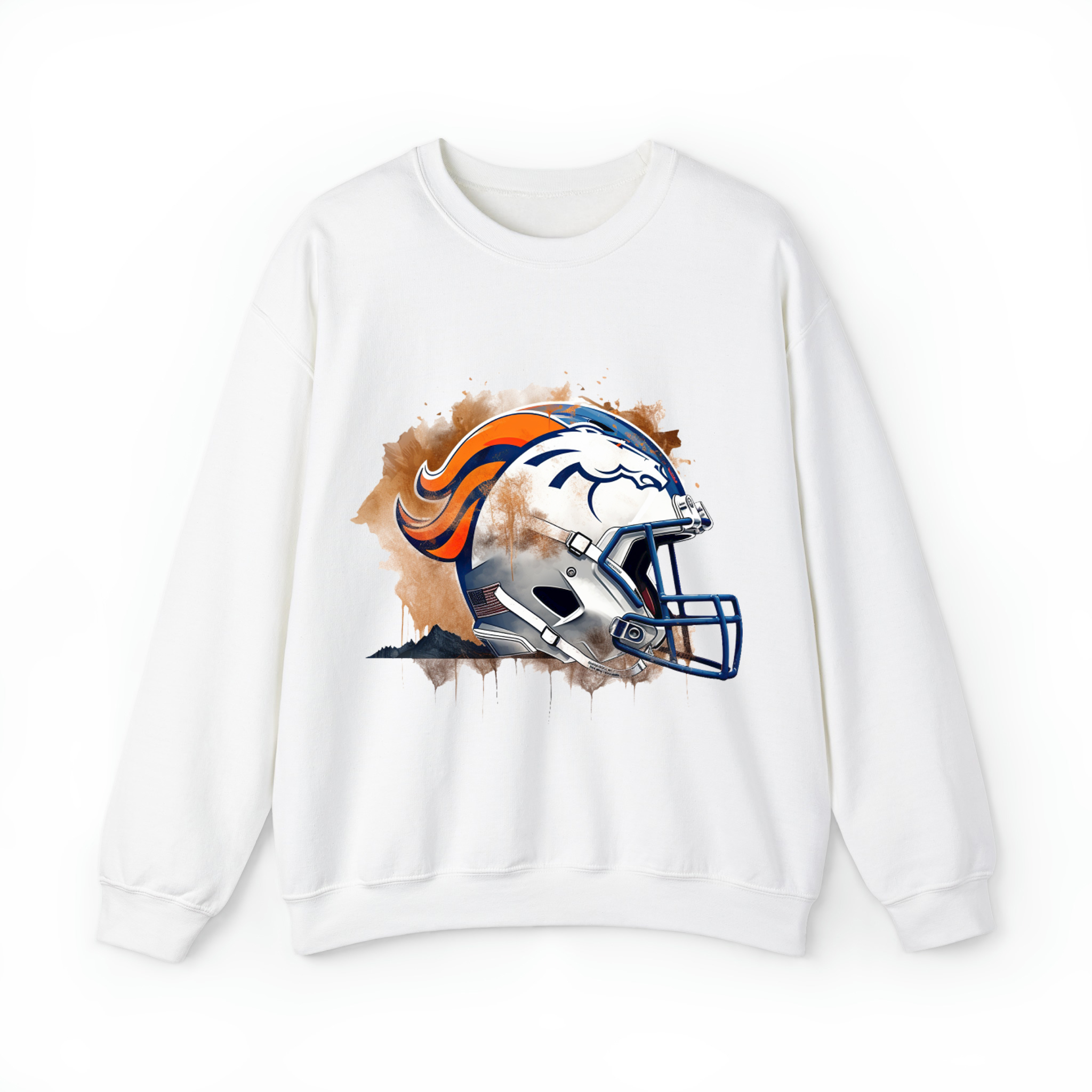 Denver Football Helmet Unisex Sweatshirt- White