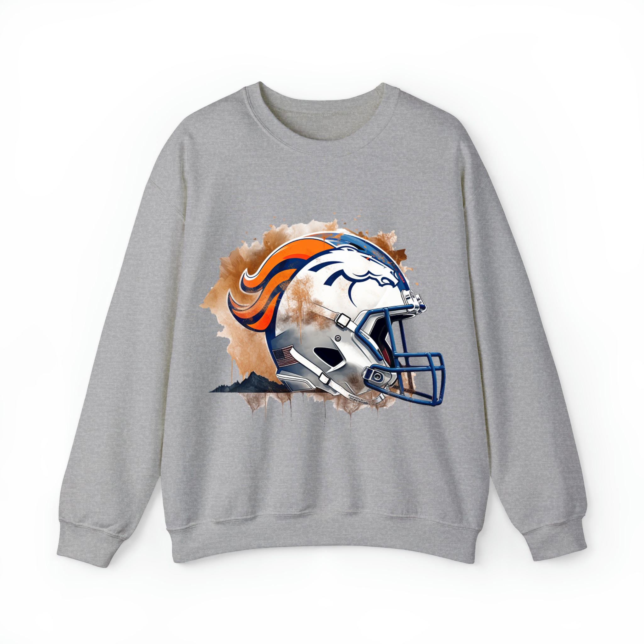 Denver Football Helmet Unisex Sweatshirt-Sport Grey