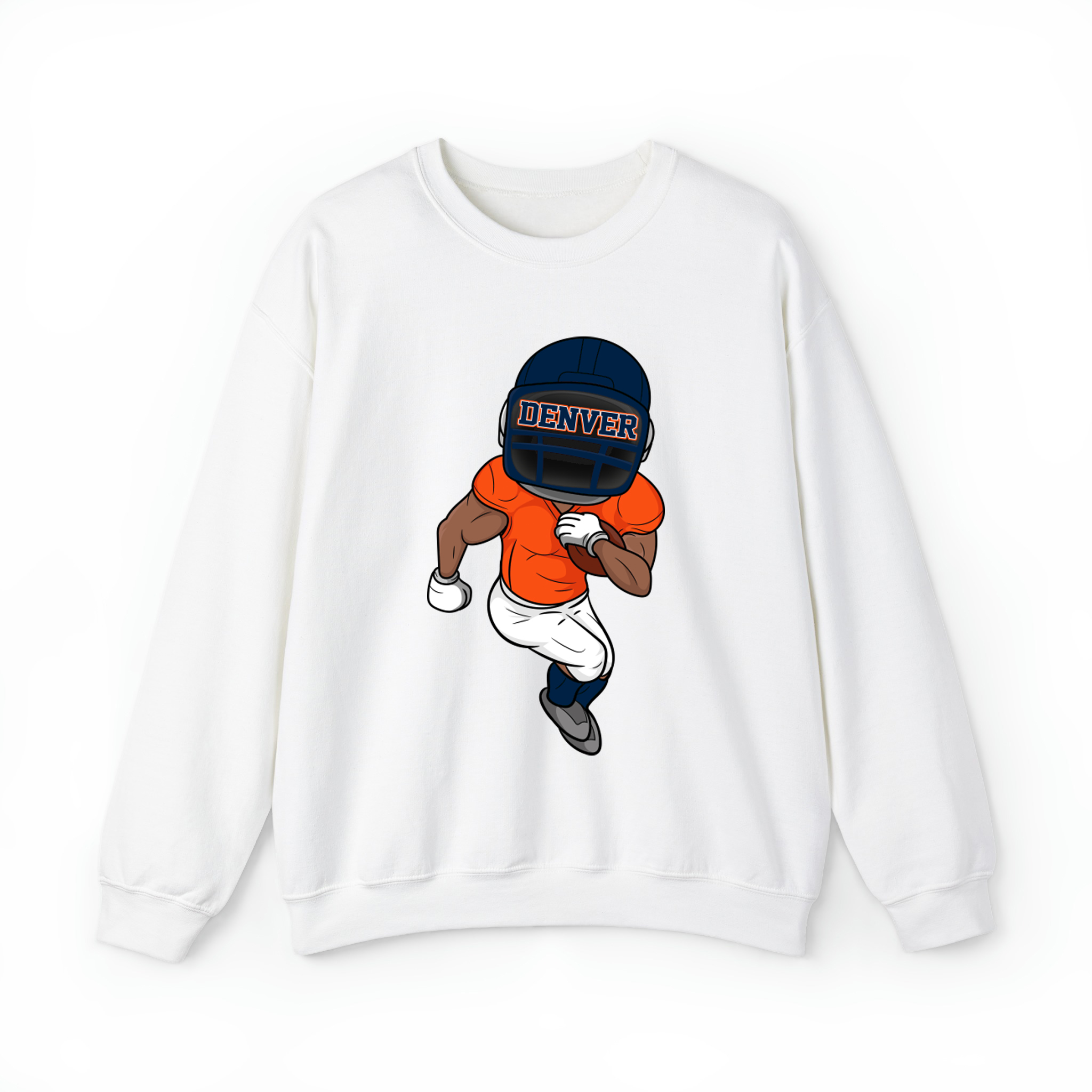 Denver Football Player Team Colors Unisex Sweatshirt- White