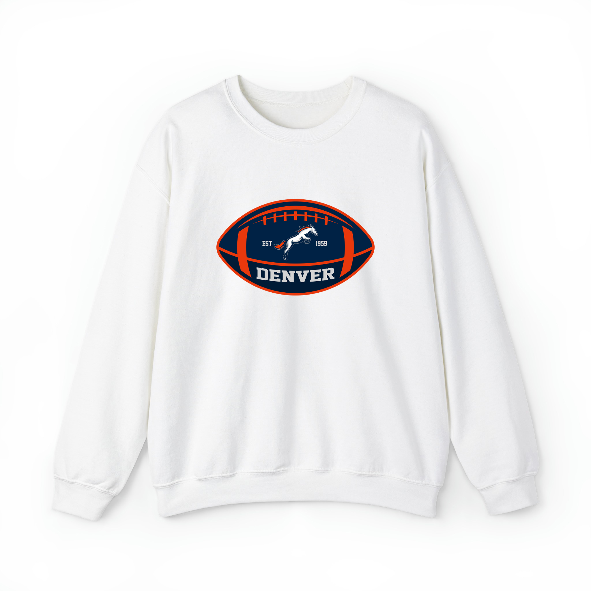 Denver Team Colors Football Unisex Sweatshirt- White