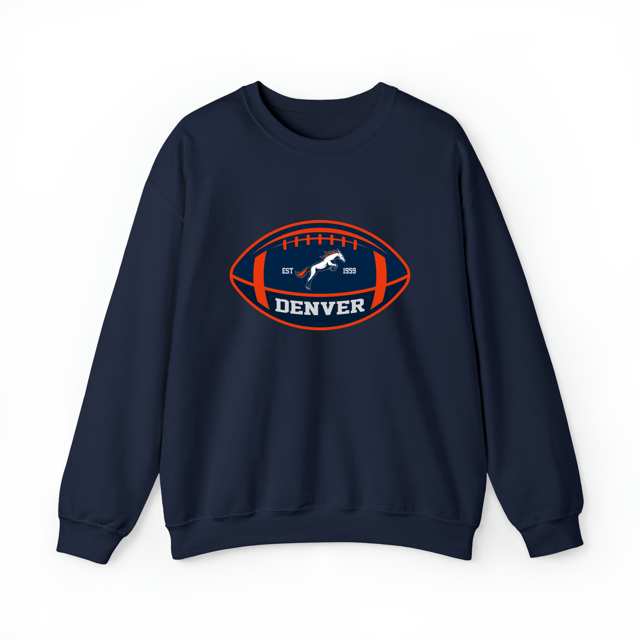 Denver Team Colors Football Unisex Sweatshirt-Navy