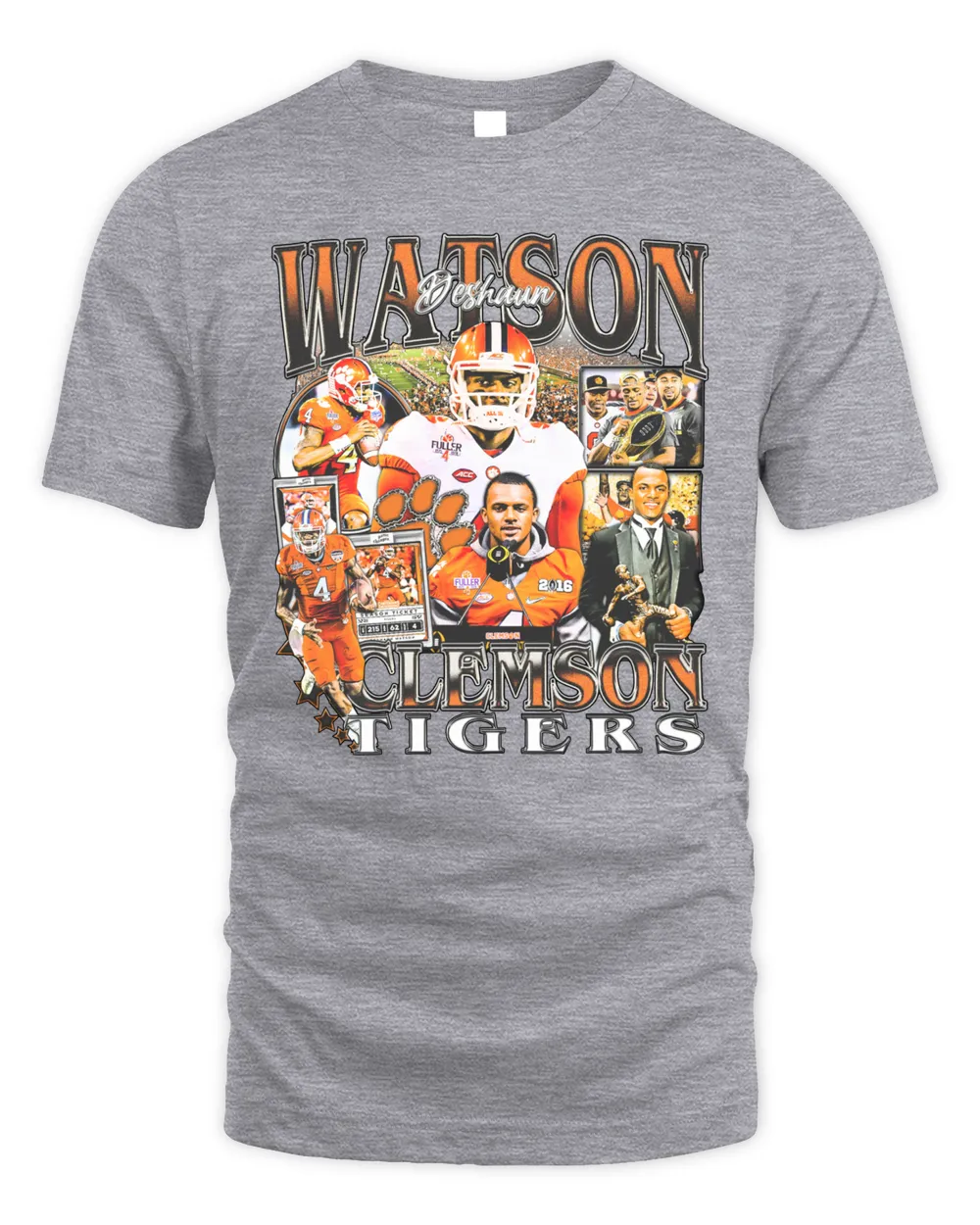 Deshaun Watson #4 Clemson Tigers Tee Sport Grey