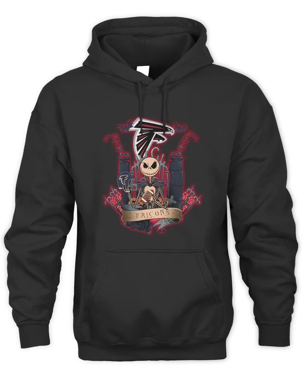 Design Jack Skellington Halloween Atlanta Falcons Fan Hoodie-Black