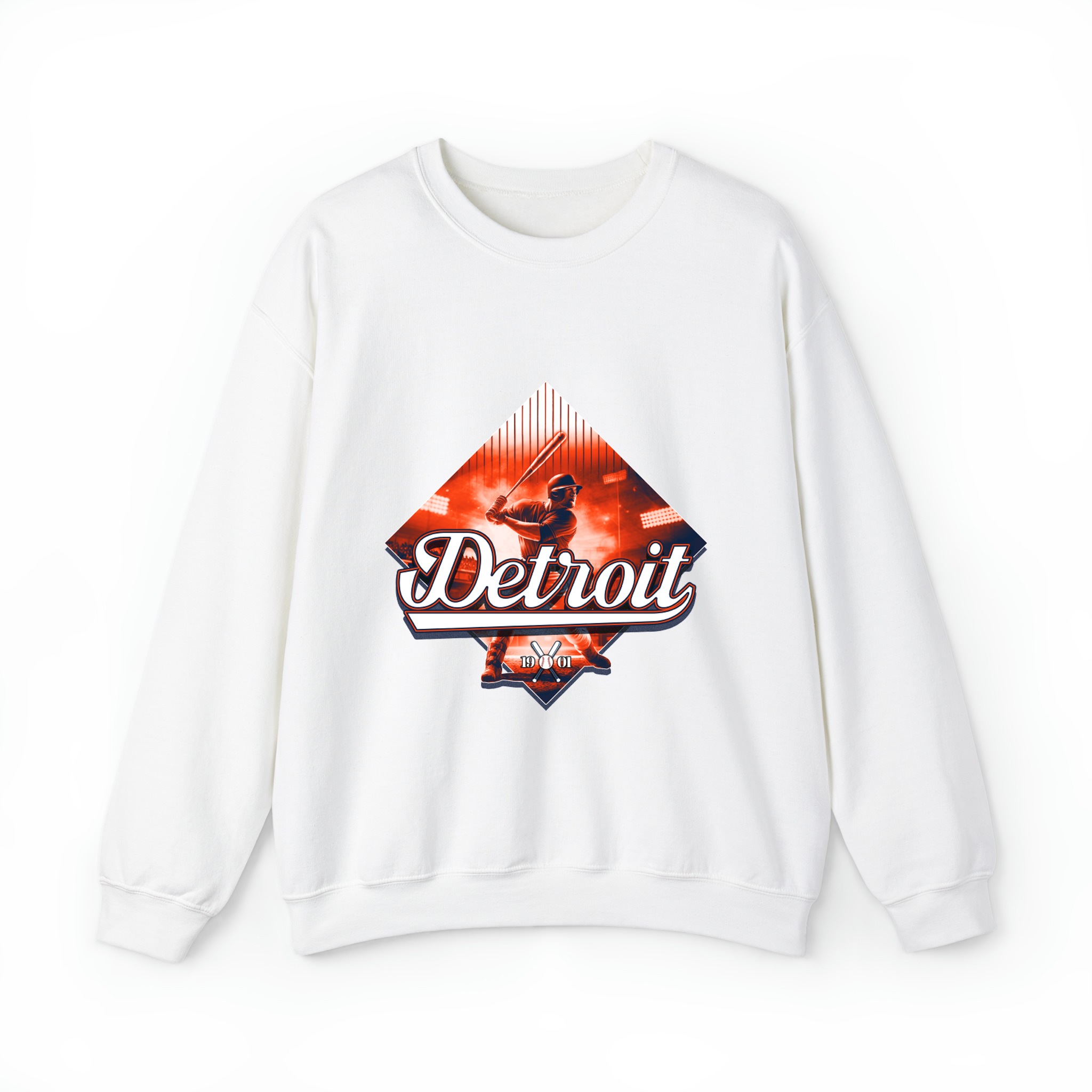 Detroit Baseball - Diamond Design Unisex Sweatshirt- White