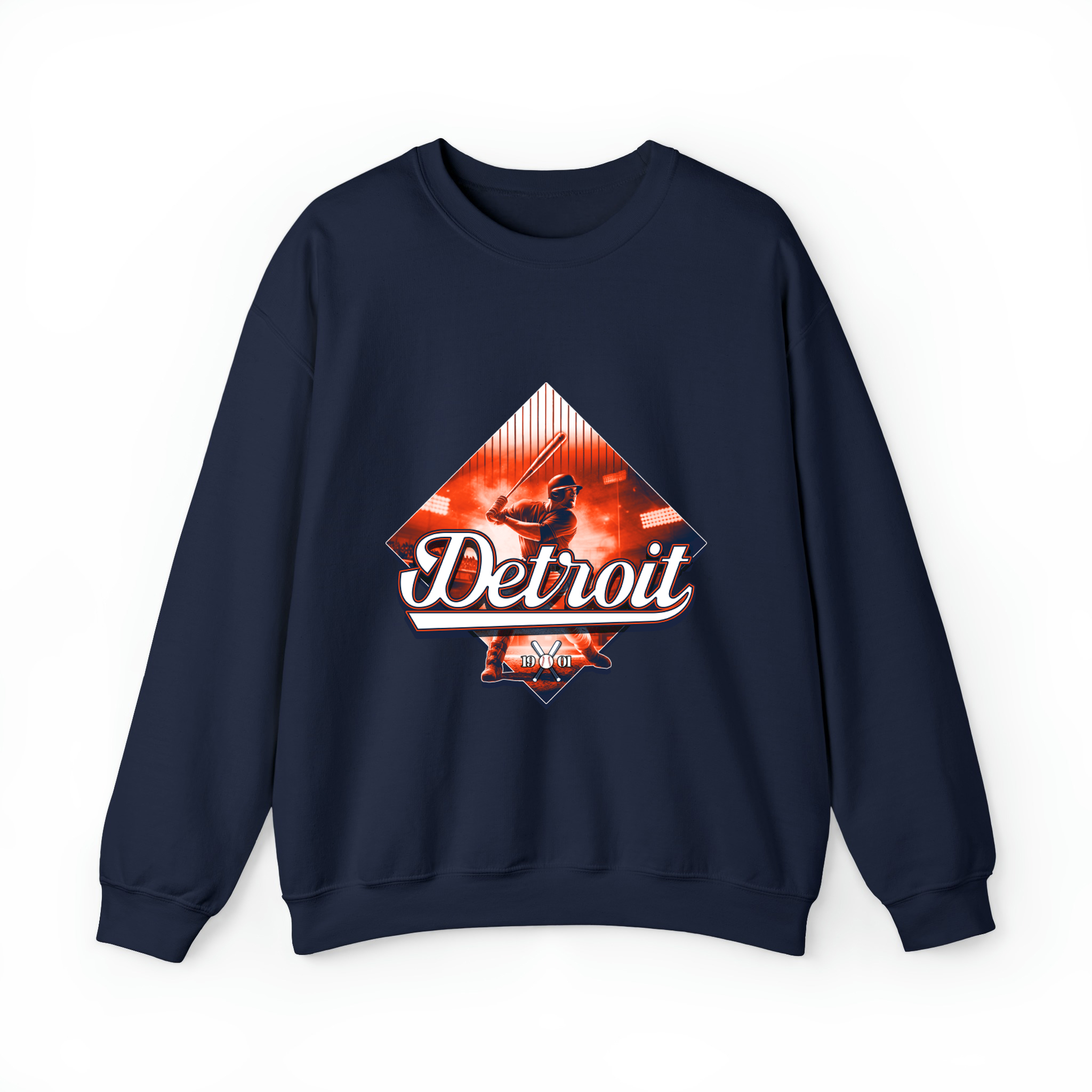 Detroit Baseball - Diamond Design Unisex Sweatshirt-Navy