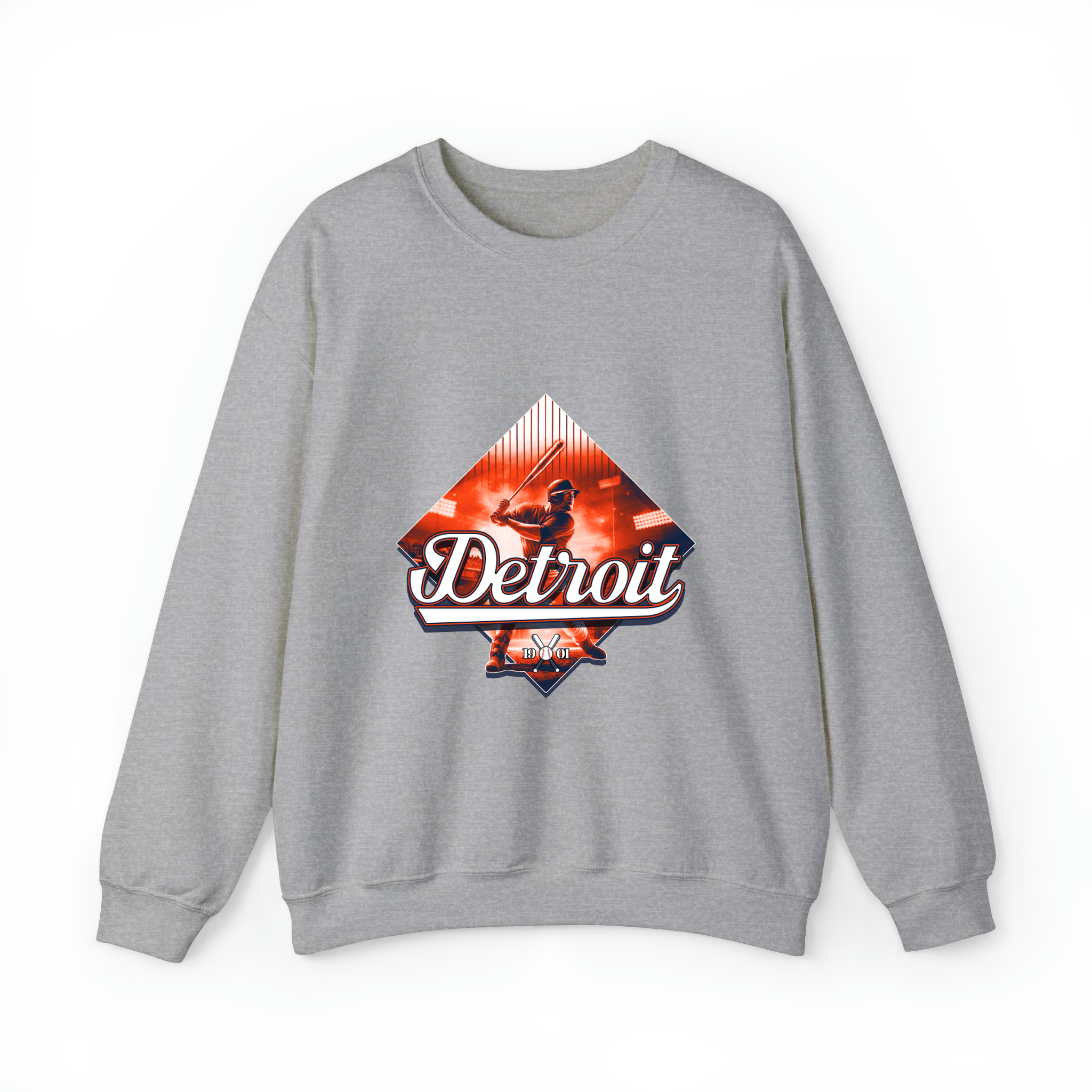 Detroit Baseball - Diamond Design Unisex Sweatshirt-Sport Grey