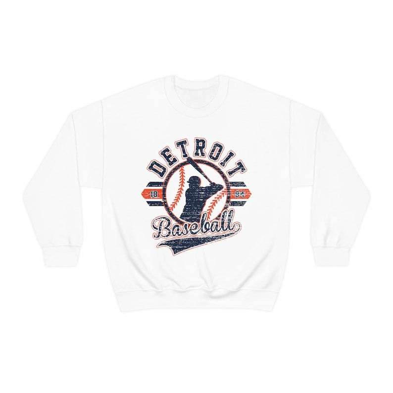 Detroit Baseball Sweatshirt Vintage Crewneck Unisex 1