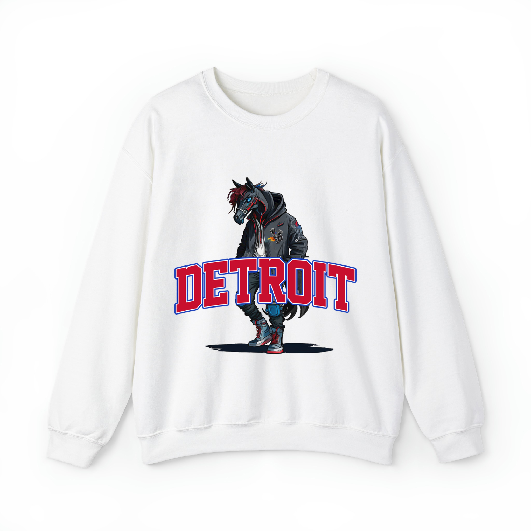 Detroit Basketball - Hype Beast Mascot Unisex Sweatshirt- White