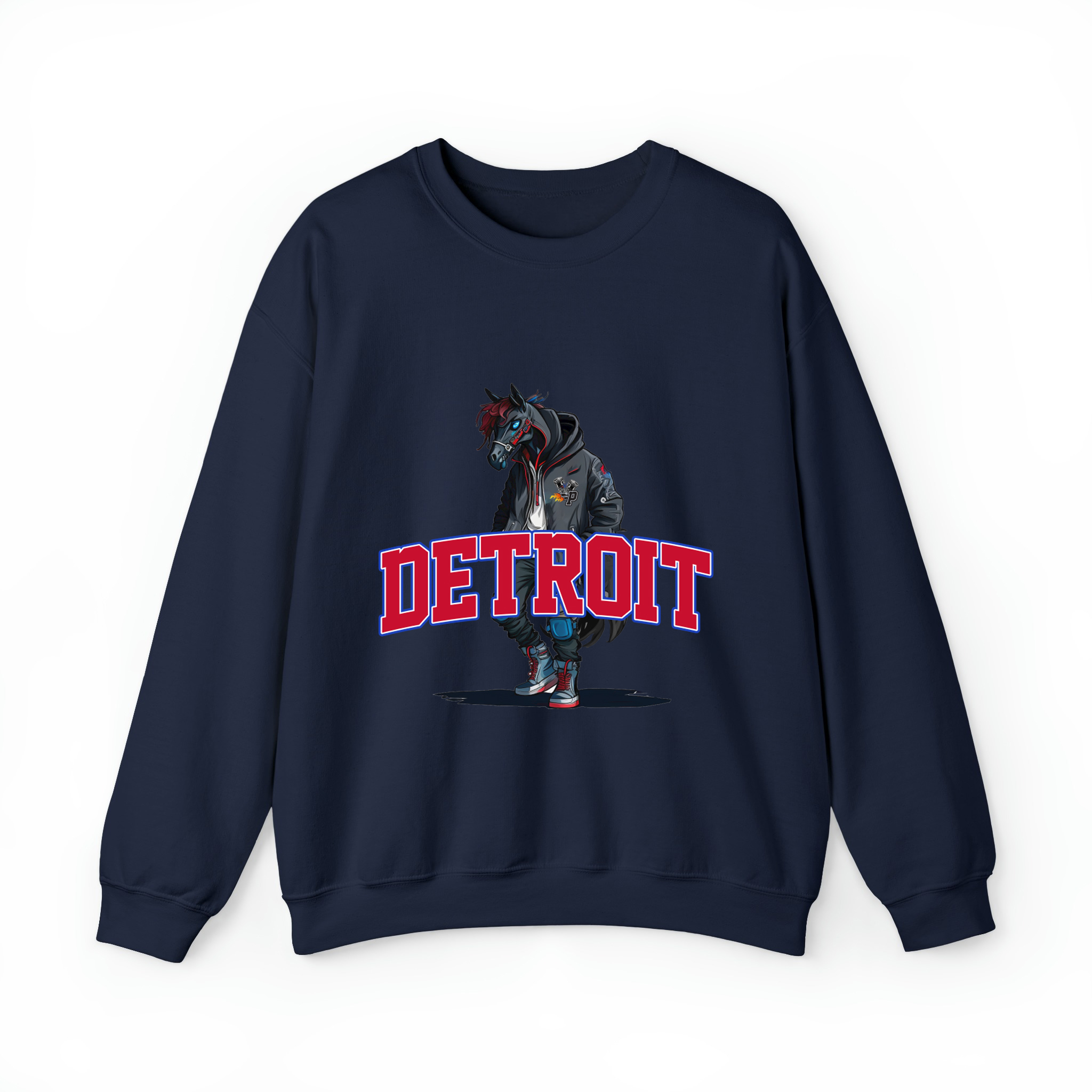 Detroit Basketball - Hype Beast Mascot Unisex Sweatshirt-Navy