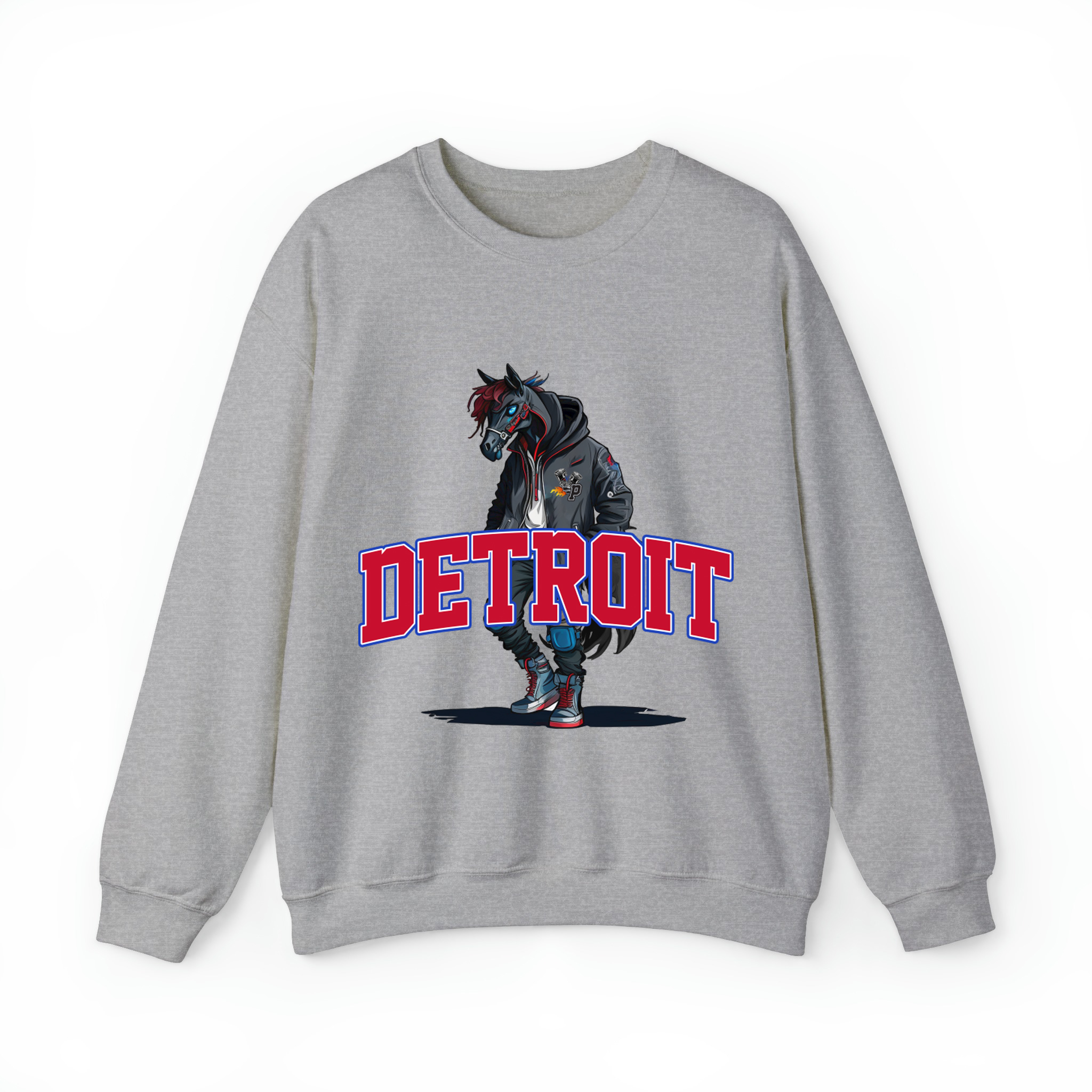 Detroit Basketball - Hype Beast Mascot Unisex Sweatshirt-Sport Grey