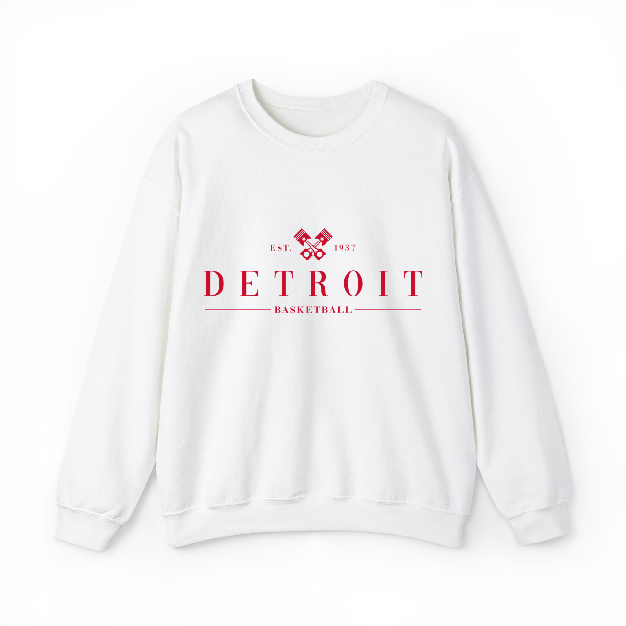 Detroit Basketball - Minimal Basketball Design Unisex Sweatshirt- White