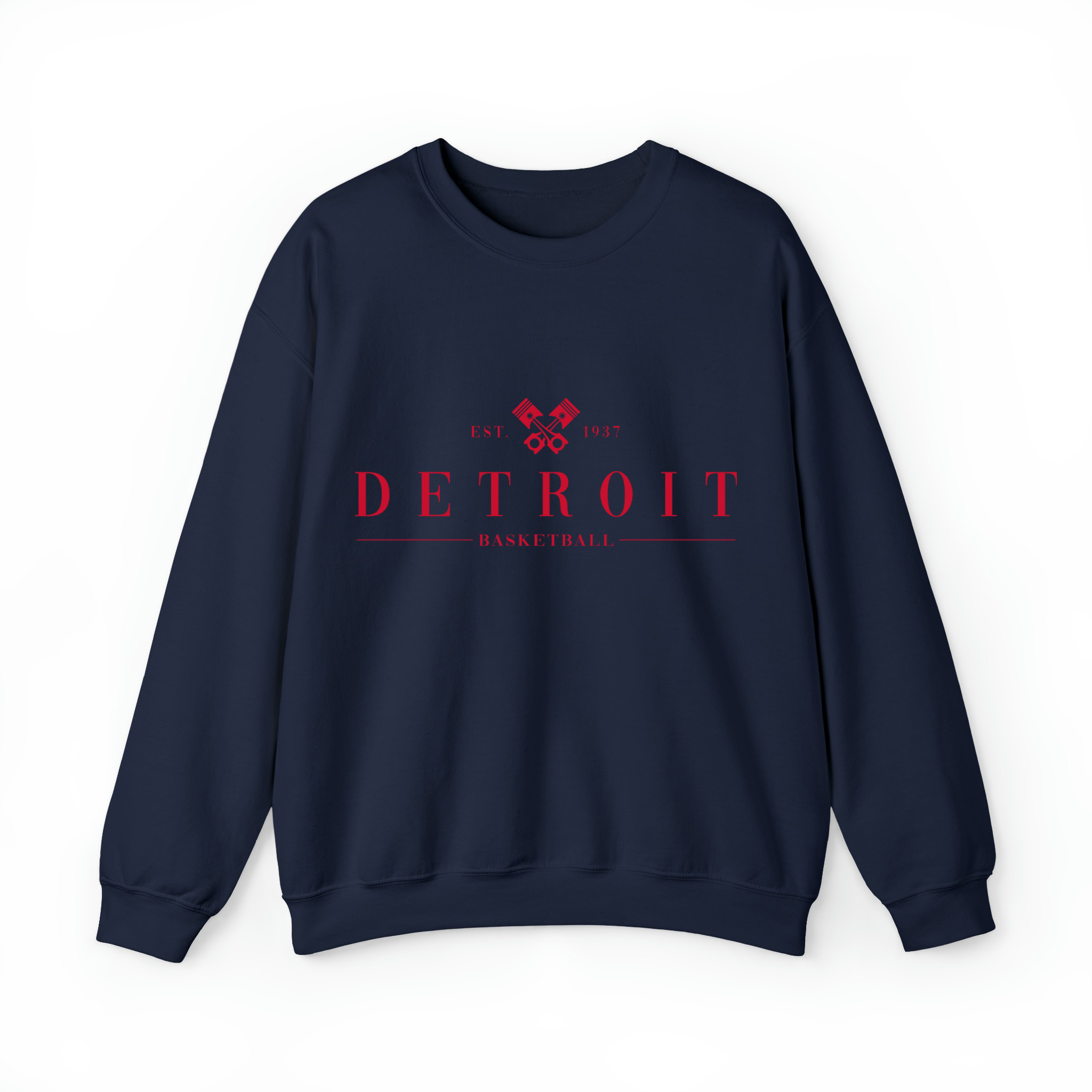 Detroit Basketball - Minimal Basketball Design Unisex Sweatshirt-Navy