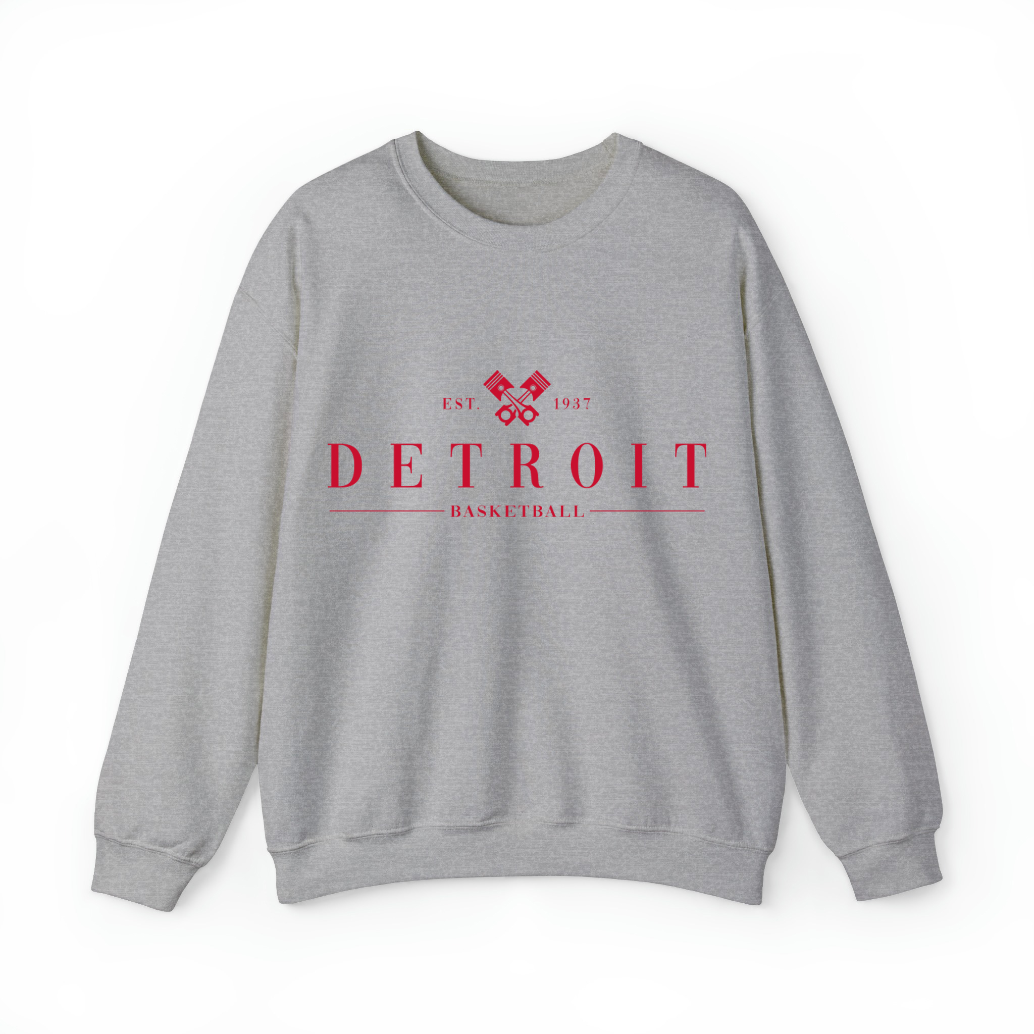 Detroit Basketball - Minimal Basketball Design Unisex Sweatshirt-Sport Grey