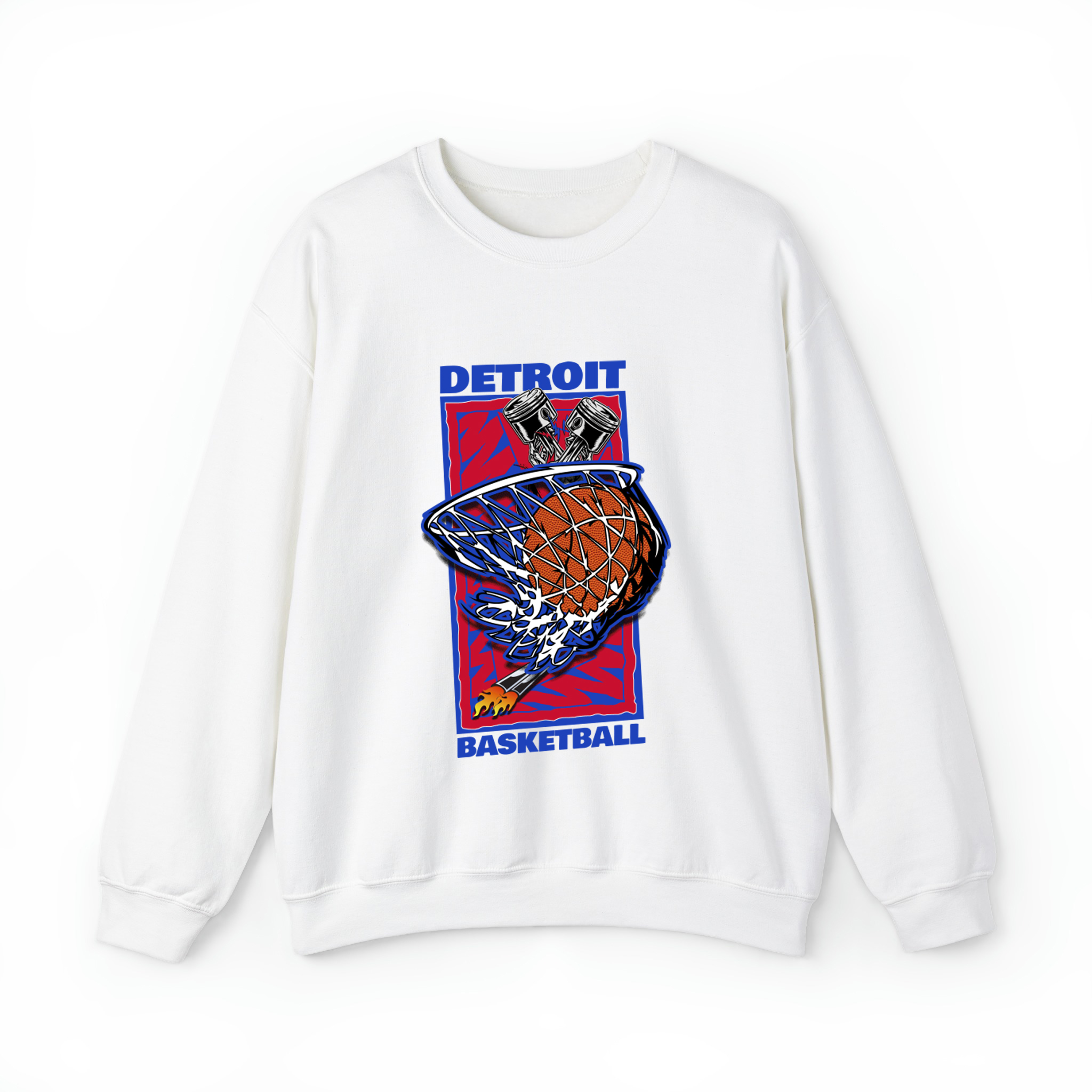 Detroit Basketball 90s Style Unisex Sweatshirt- White