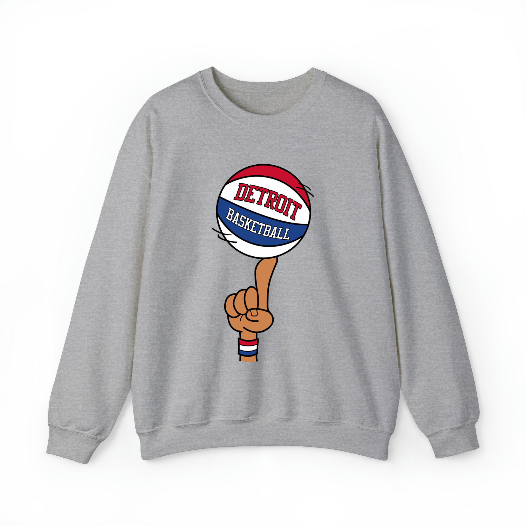 Detroit Basketball Finger Spin Unisex Sweatshirt-Sport Grey