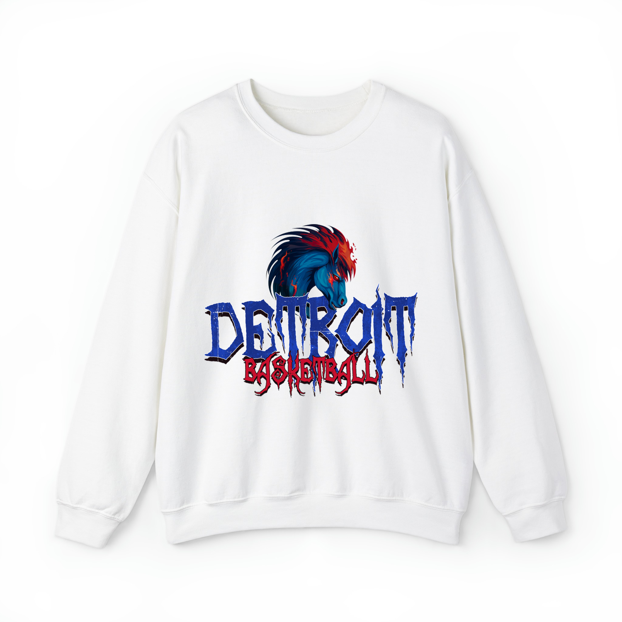 Detroit Basketball Halloween Unisex Sweatshirt- White