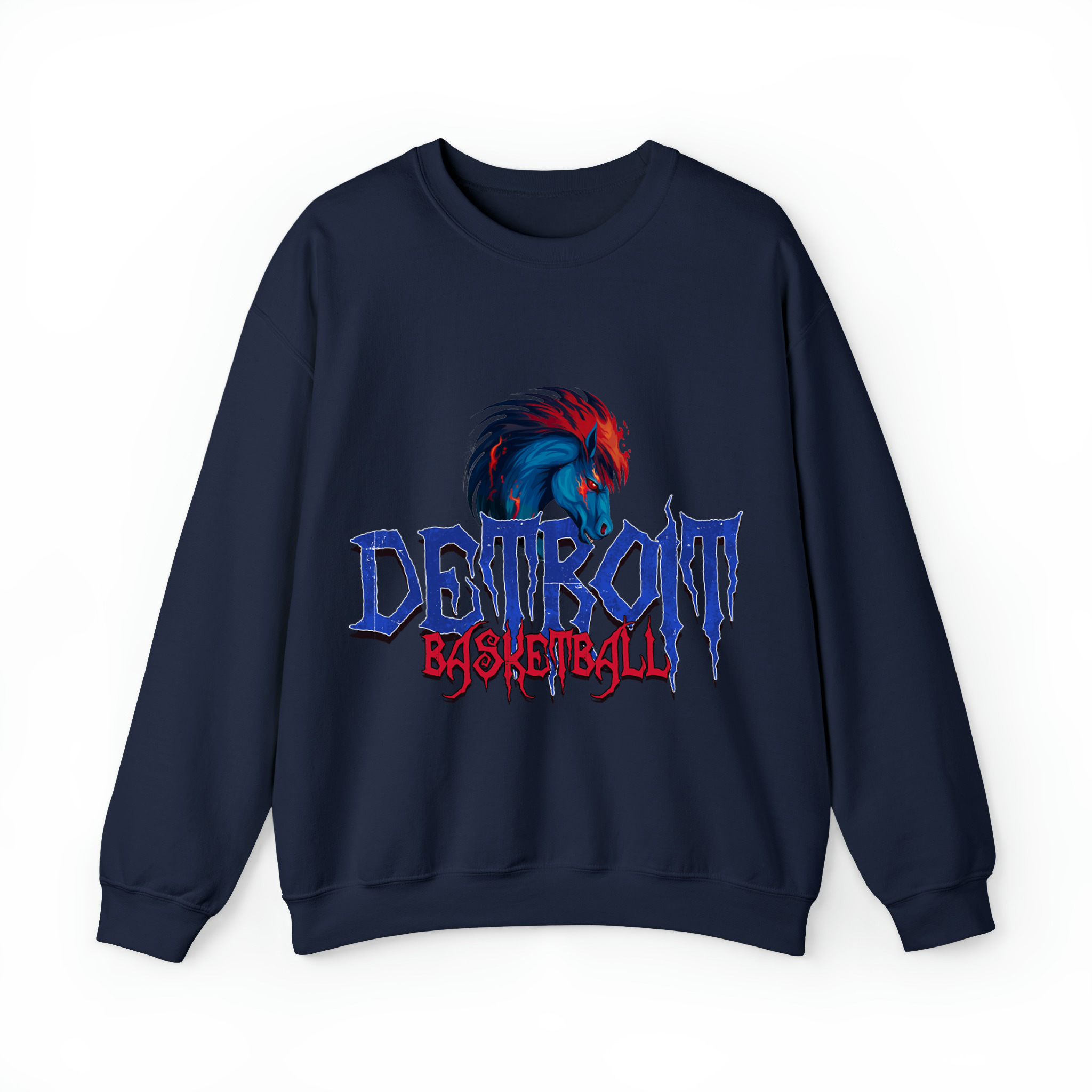 Detroit Basketball Halloween Unisex Sweatshirt-Navy