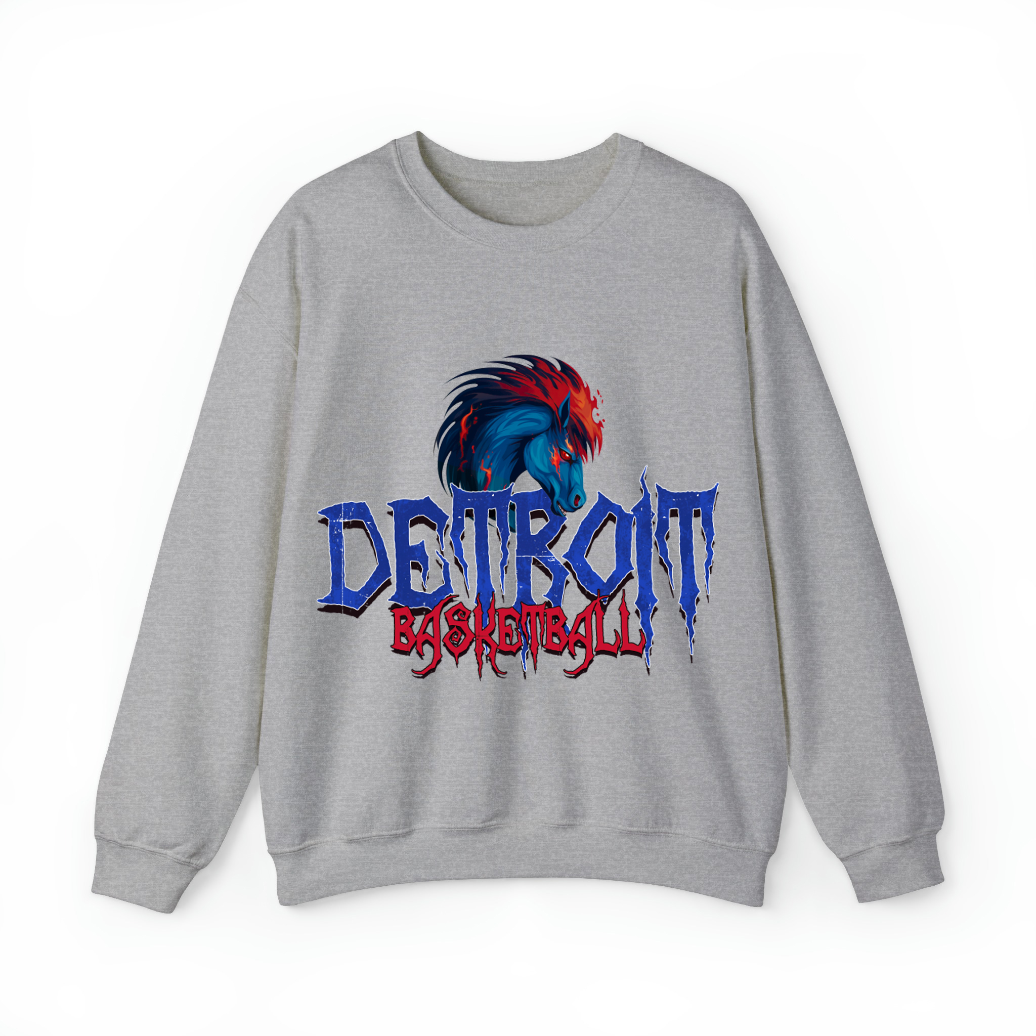 Detroit Basketball Halloween Unisex Sweatshirt-Sport Grey