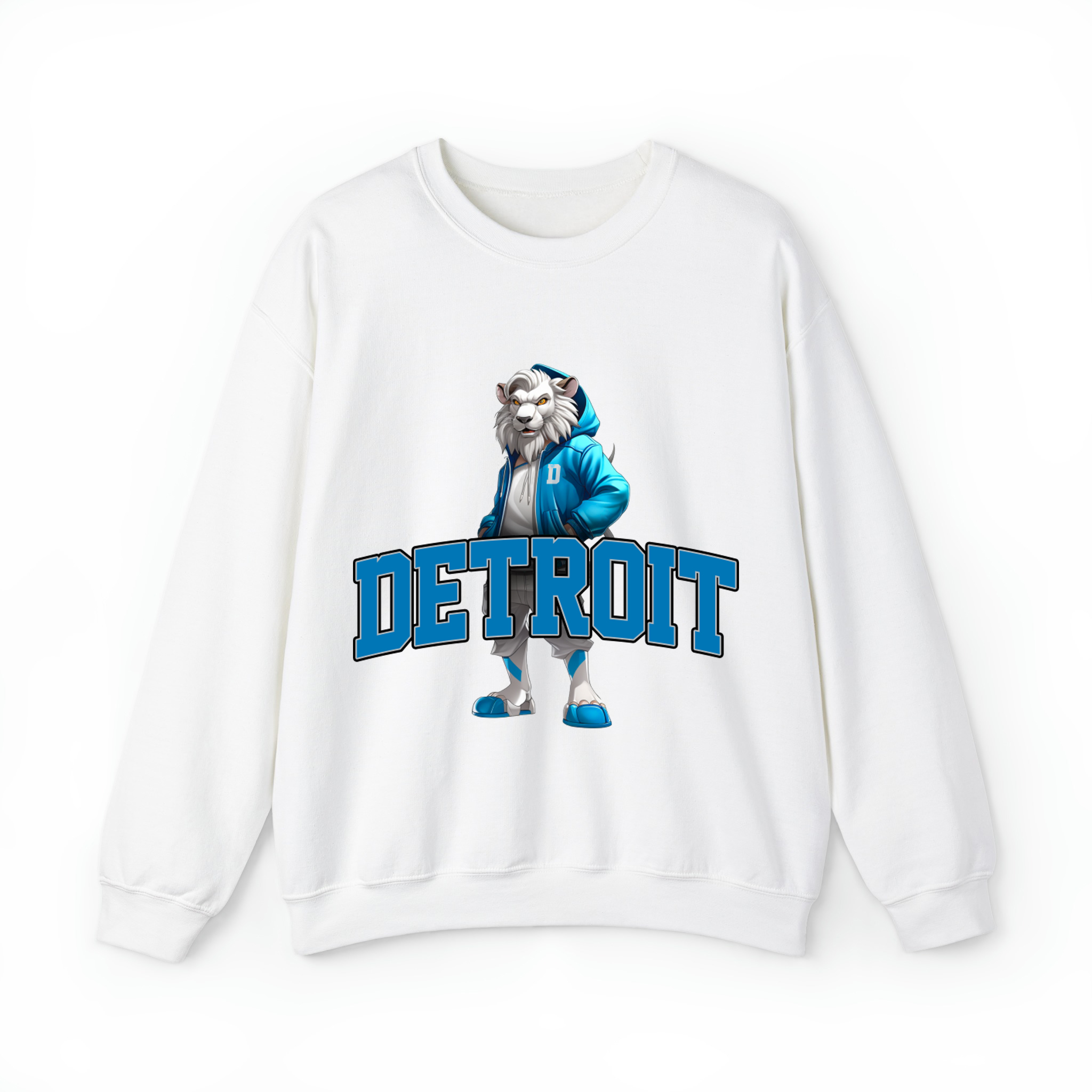 Detroit Football - Hype Beast Mascot Unisex Sweatshirt- White