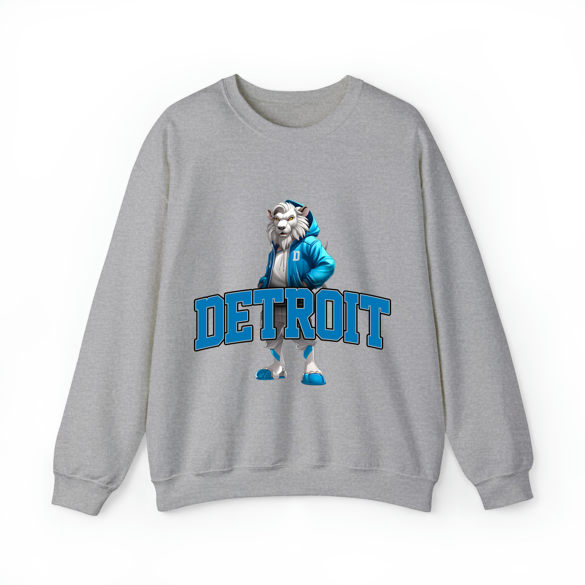 Detroit Football - Hype Beast Mascot Unisex Sweatshirt-Sport Grey