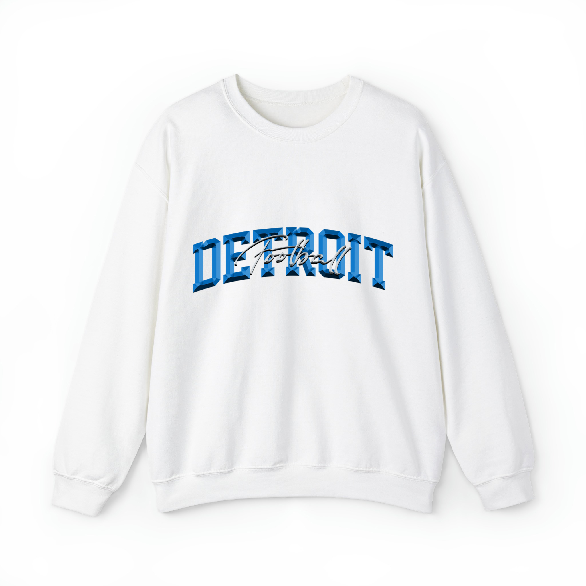 Detroit Football 3D Chrome Unisex Sweatshirt- White