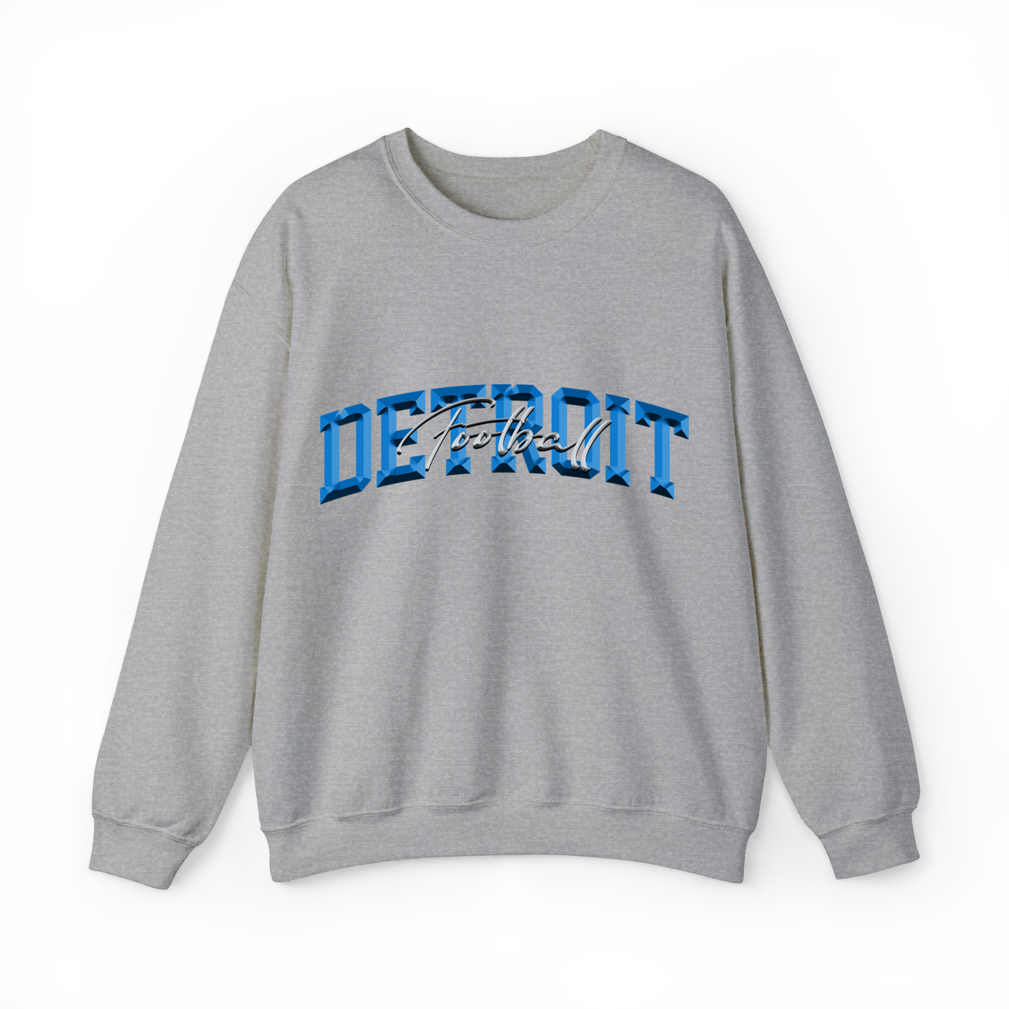 Detroit Football 3D Chrome Unisex Sweatshirt-Sport Grey