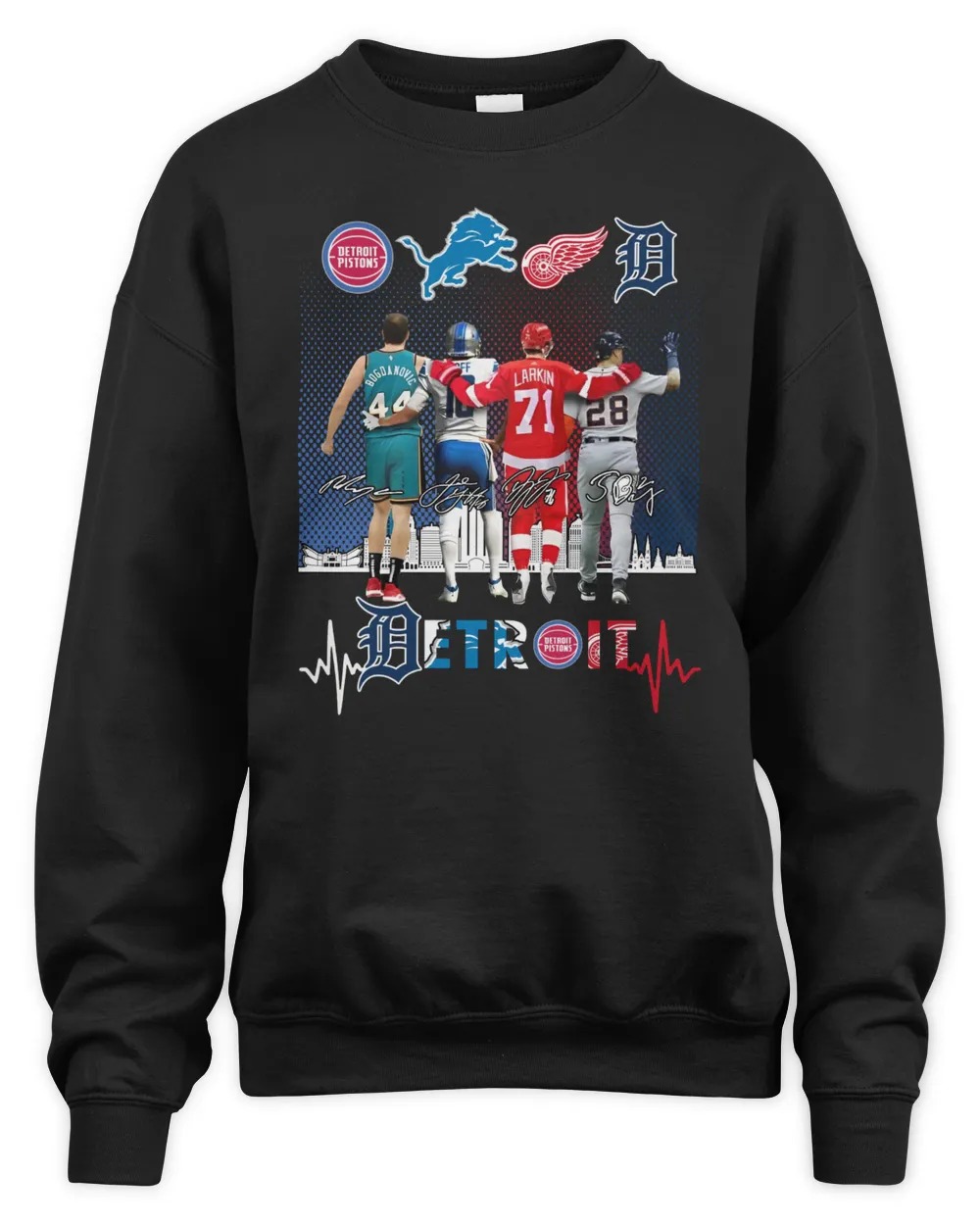 Detroit Lions x Pistons x Red Wings And Tigers Legend Team Logo Sweatshirt-Black