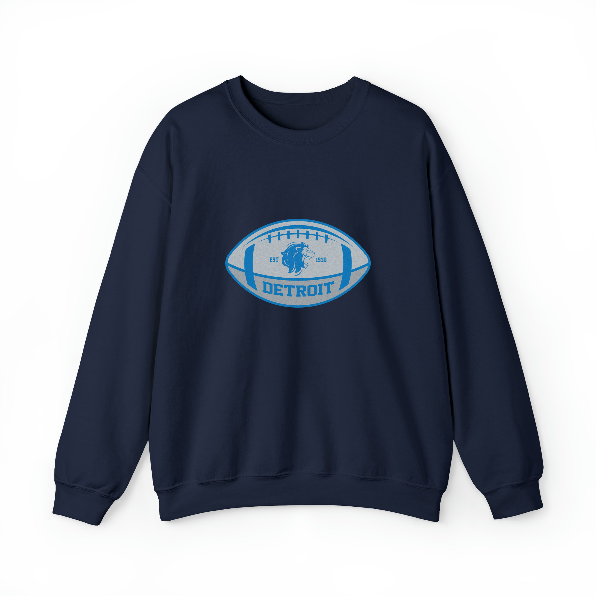 Detroit Team Colors Football Unisex Sweatshirt-Navy