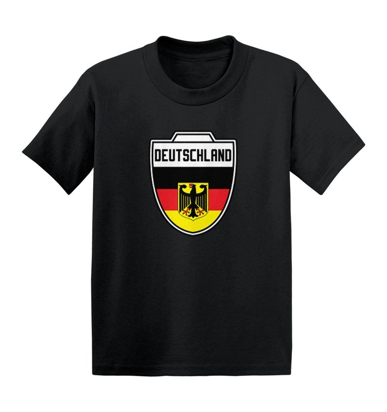 Deutschland Soccer Crest Kid's T-Shirt - Country Pride Proud Heritage Nationality Compete World Competition Represent Futbol Sports