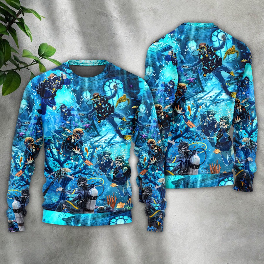 Diving Under The Sea Art Style - Sweater - Ugly Christmas Sweaters