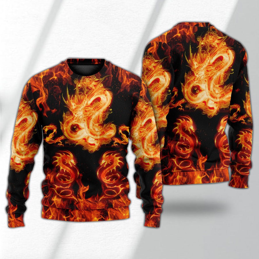 Dragon And Fireball Madness - Sweater - Ugly Christmas Sweaters