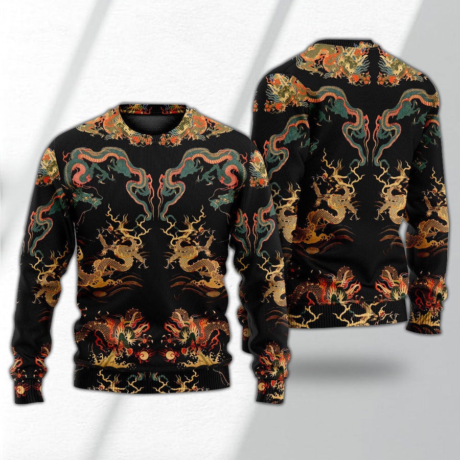 Dragon Chinese Dragon Royal - Sweater - Ugly Christmas Sweaters