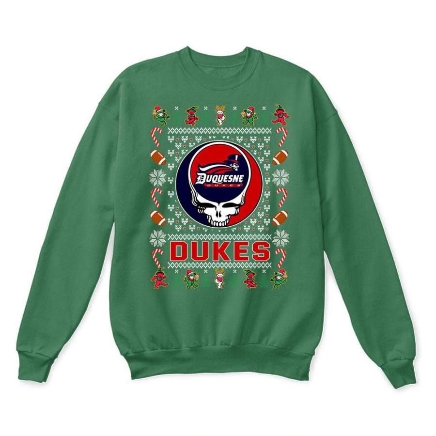 Duquesne Dukes x Grateful Dead Christmas Ugly Sweatshirt-Green