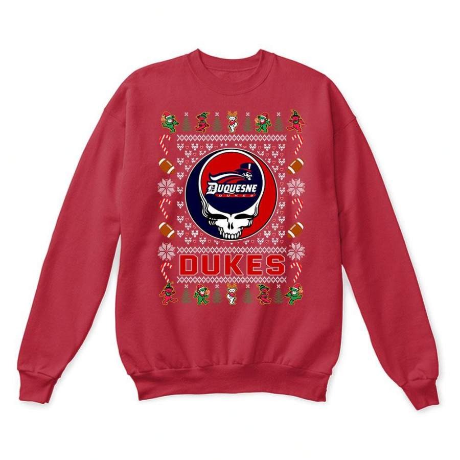 Duquesne Dukes x Grateful Dead Christmas Ugly Sweatshirt-Red