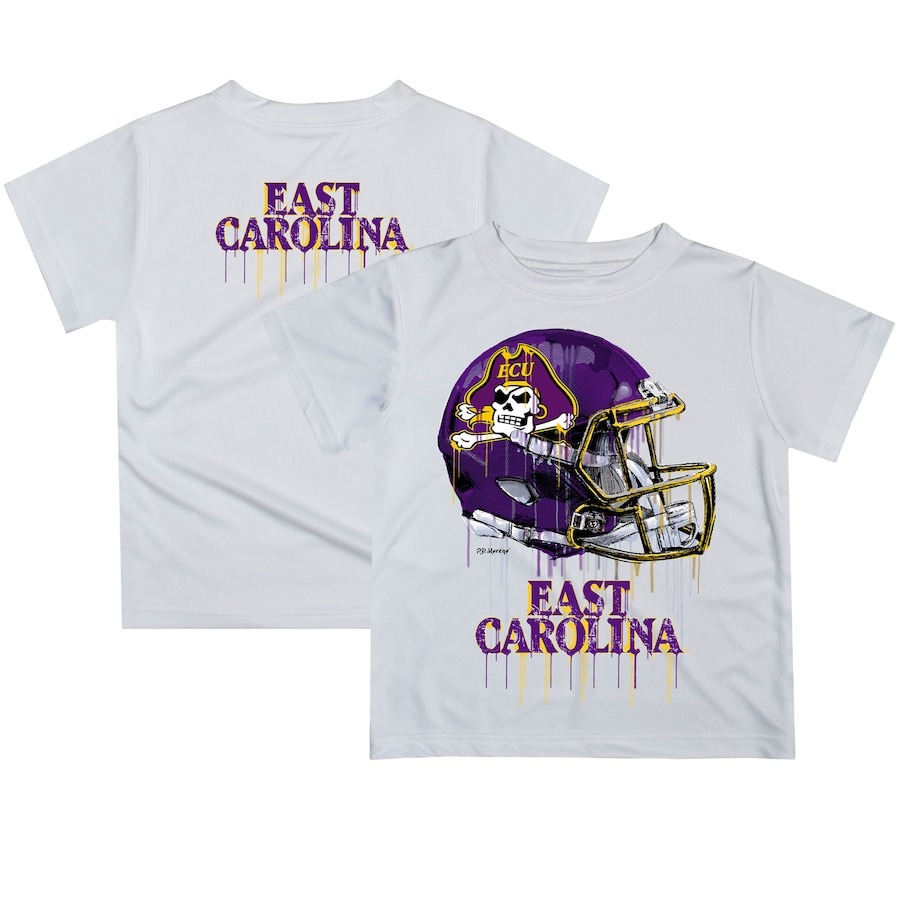 ECU Pirates Team Logo Dripping Helmet T-Shirrt- White