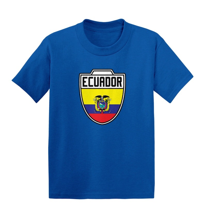 Ecuador Soccer Crest Kid's T-Shirt - Country Pride Proud Heritage Nationality Compete World Competition Represent Futbol Sports