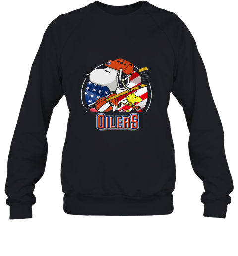 Edmonton Oilers Ice Hockey Snoopy And Woodstock Sweatshirt