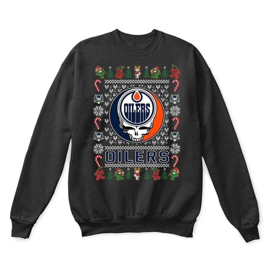 Edmonton Oilers x Grateful Dead Christmas Ugly SweatShirt-Black