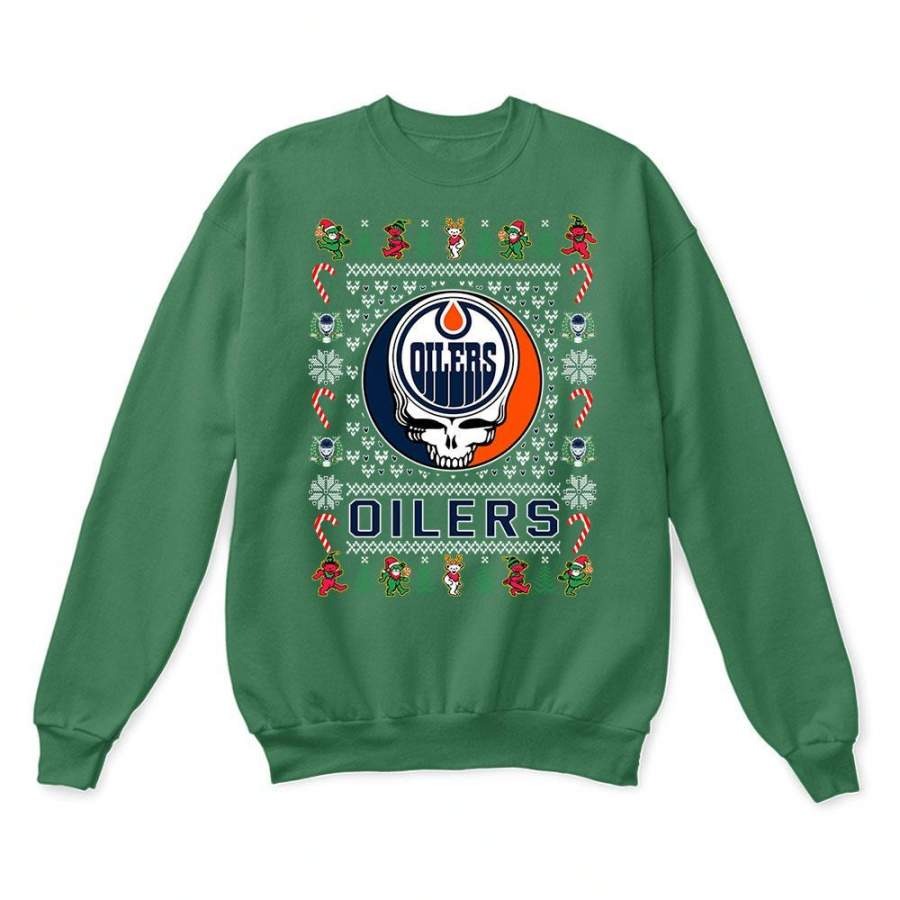 Edmonton Oilers x Grateful Dead Christmas Ugly SweatShirt-Green