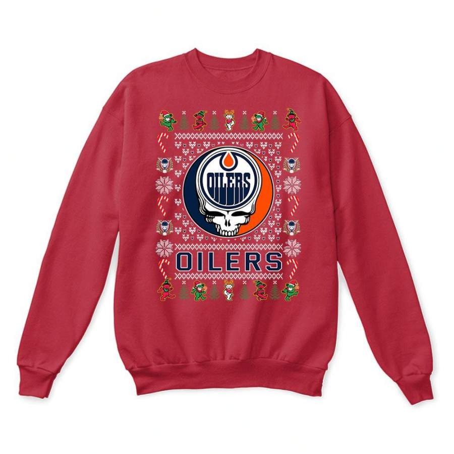 Edmonton Oilers x Grateful Dead Christmas Ugly SweatShirt-Red