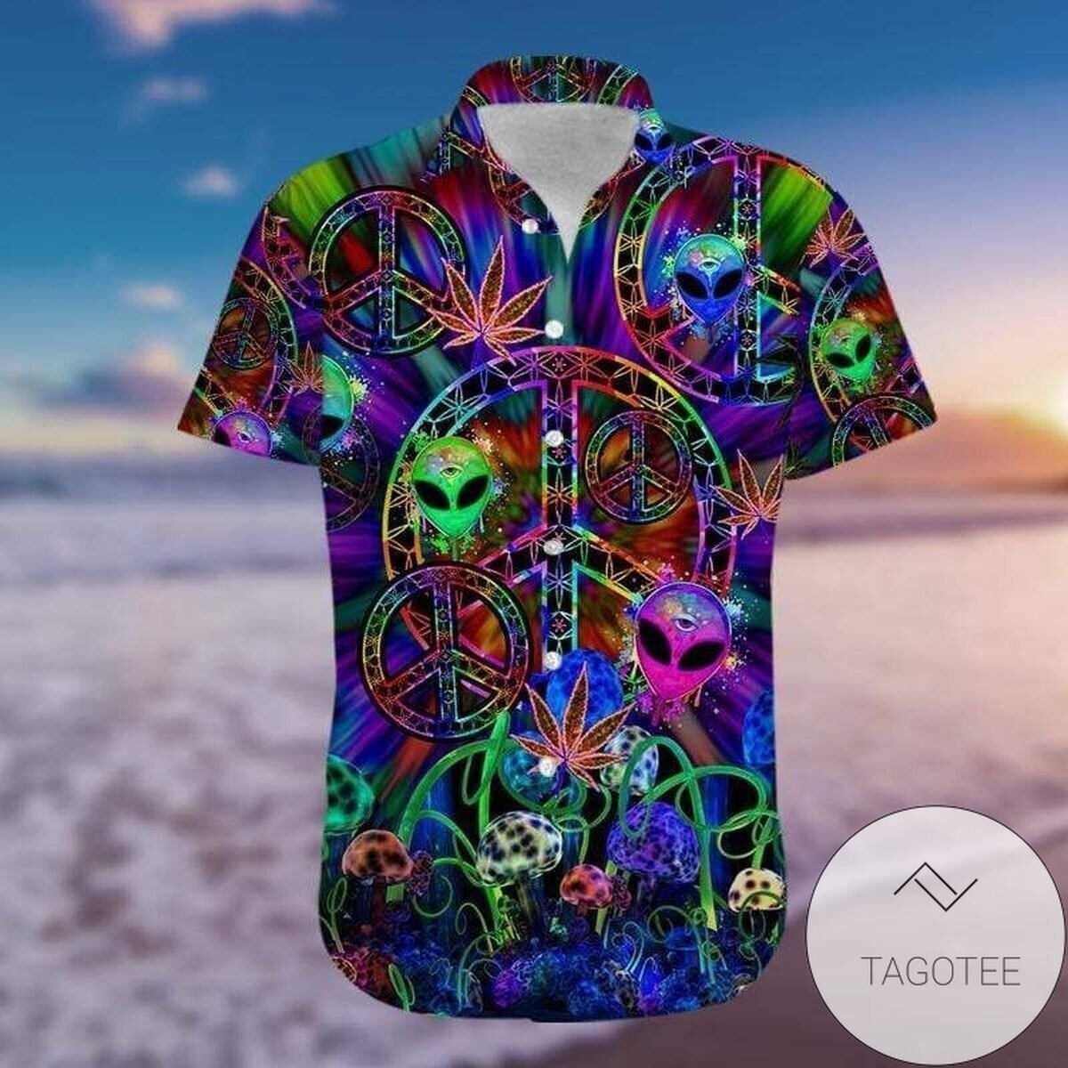 Embracing Hippie Vibes on Colorful Tropical Hawaiian Shirt, S-5XL US Size