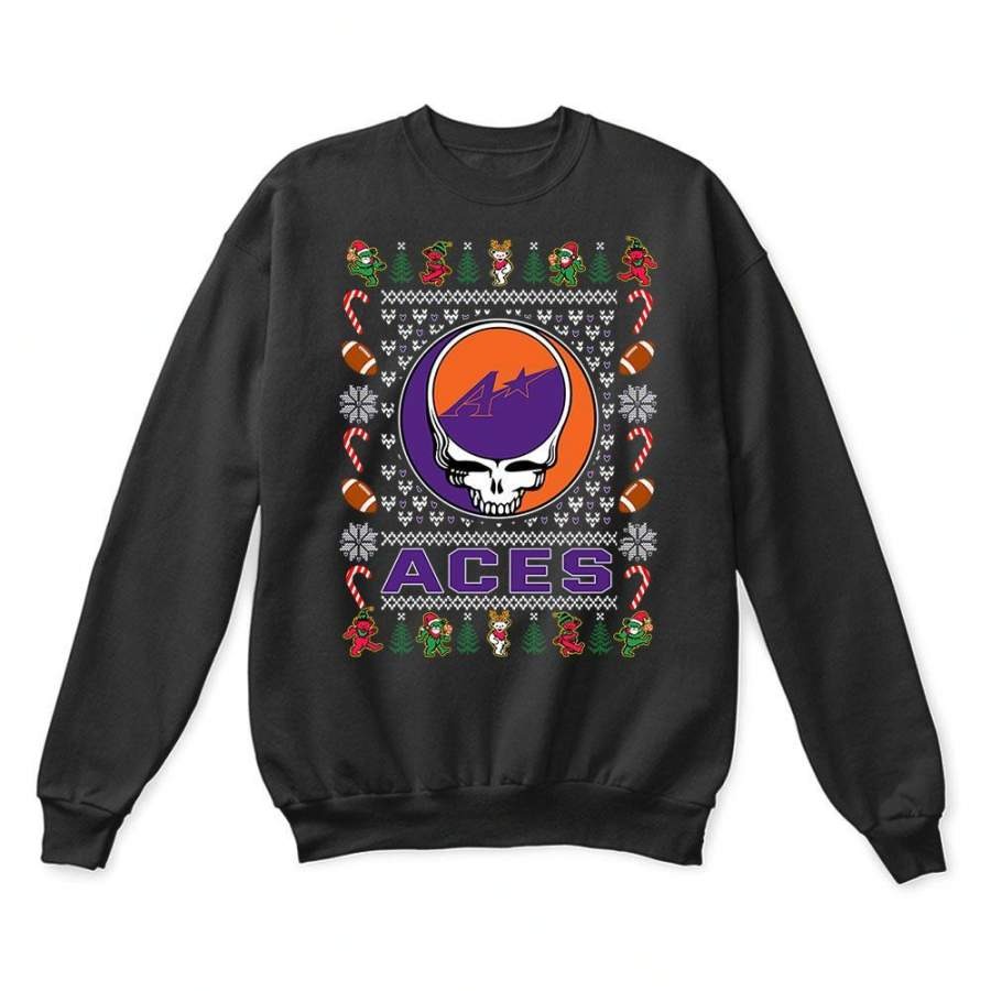 Evansville Purple Aces x Grateful Dead Christmas Ugly Sweatshirt-Black