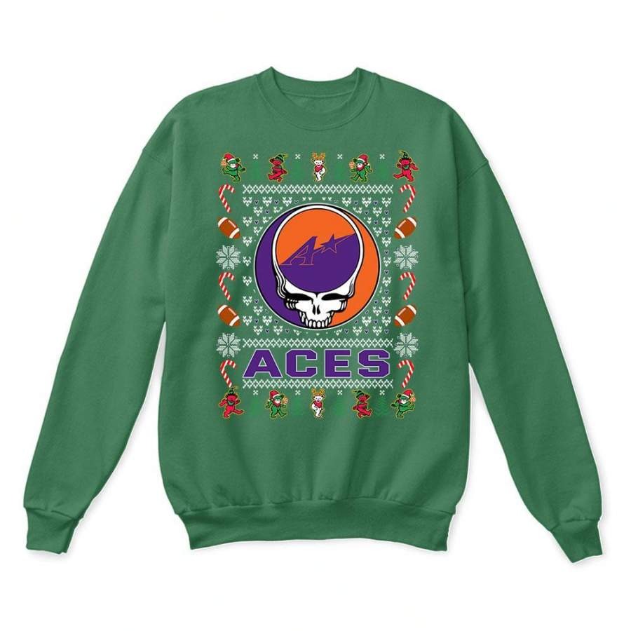 Evansville Purple Aces x Grateful Dead Christmas Ugly Sweatshirt-Green