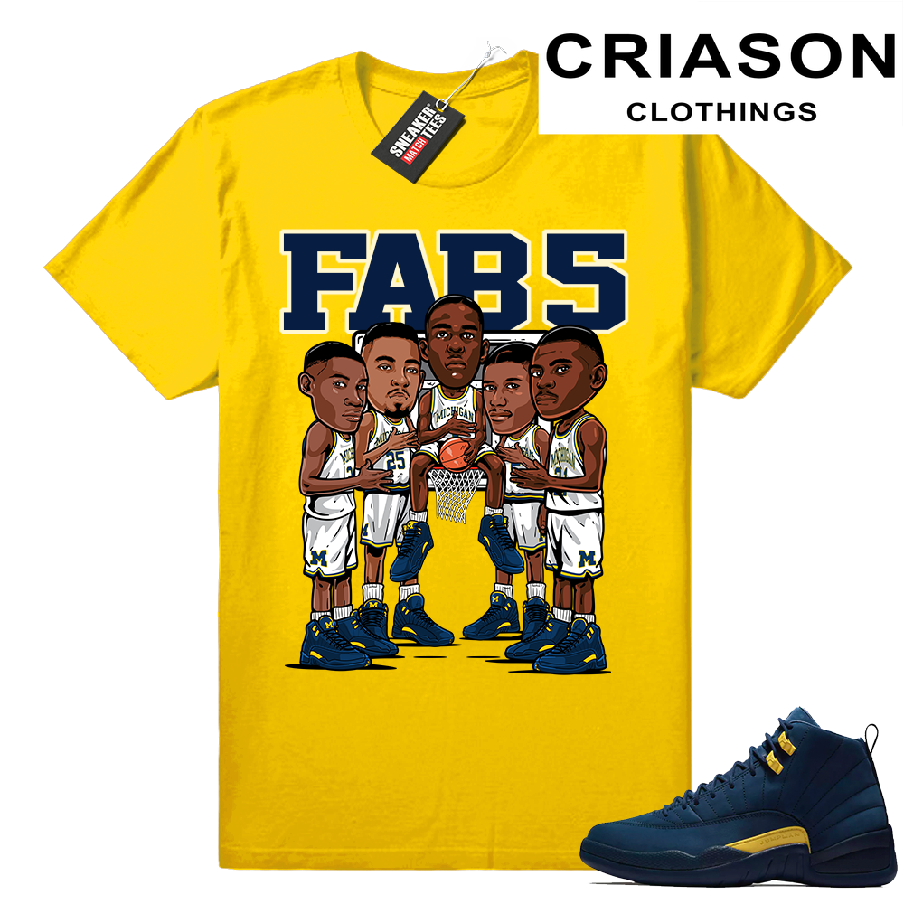 Fab 5 Michigan wearing Jordan 12 â¢ Fab 5 â¢ Yellow Tee - Criason Store
