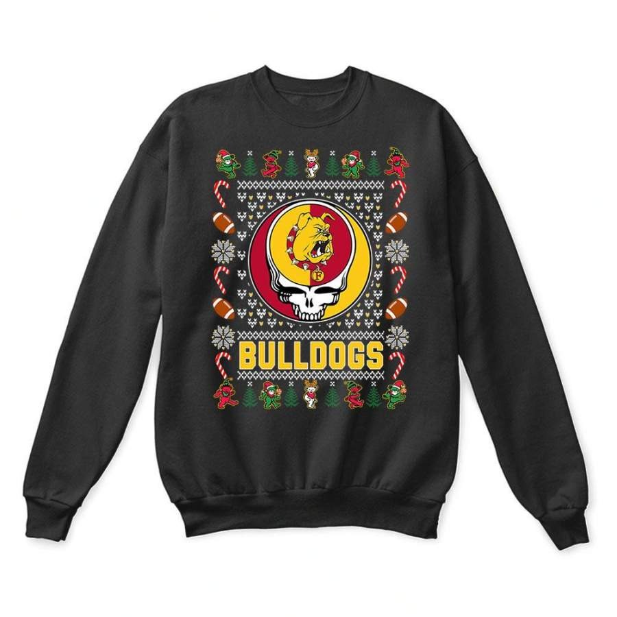 Ferris State Bulldogs x Grateful Dead Christmas Ugly Sweatshirt-Black