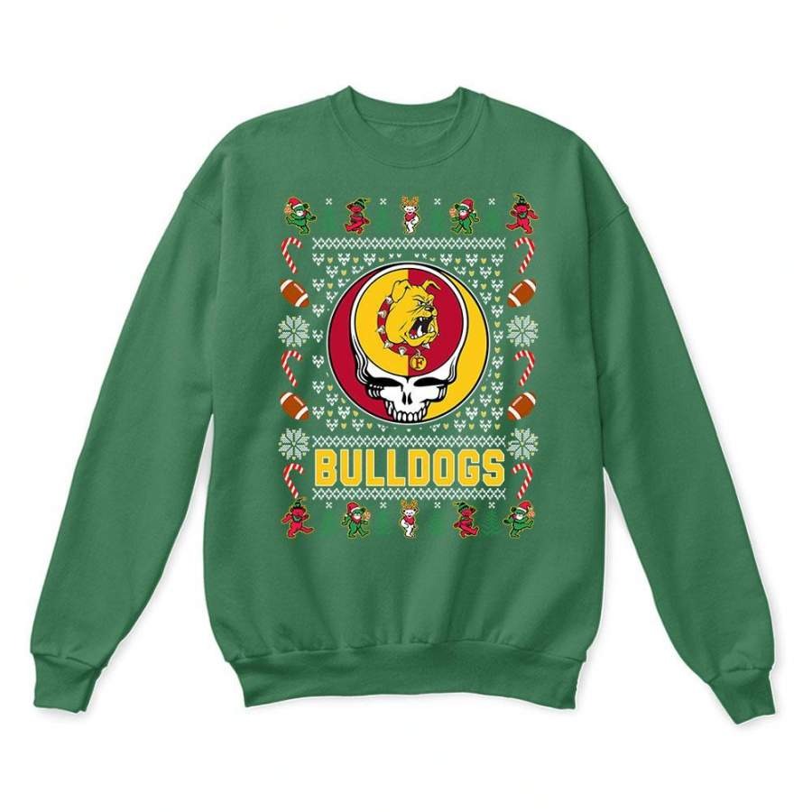 Ferris State Bulldogs x Grateful Dead Christmas Ugly Sweatshirt-Green