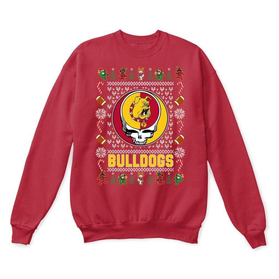 Ferris State Bulldogs x Grateful Dead Christmas Ugly Sweatshirt-Red