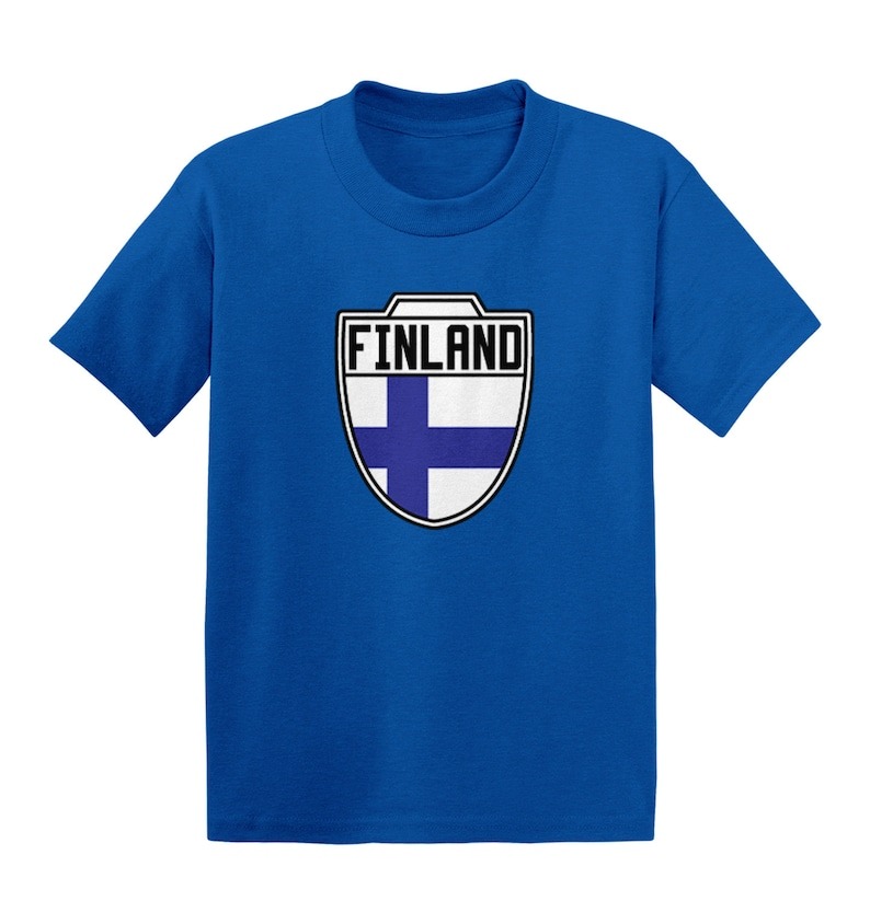 Finland Soccer Crest Kid's T-Shirt - Country Pride Proud Heritage Nationality Compete World Competition Represent Futbol Sports