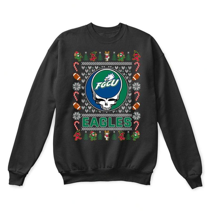 Florida Gulf Coast Eagles x Grateful Dead Christmas Ugly Sweatshirt-Black